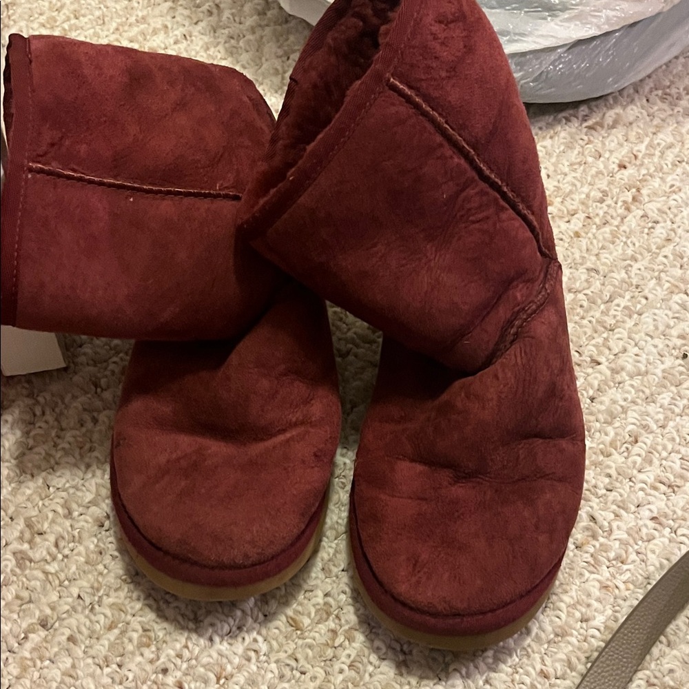 UGG Women's Burgundy Suede Winter Boots